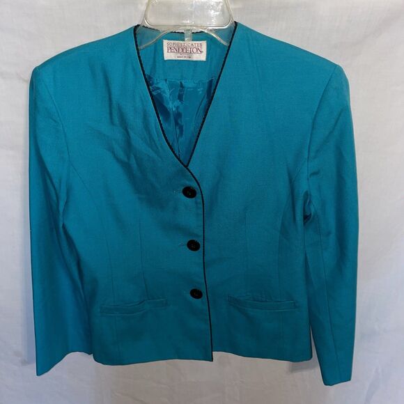 Pendleton Women’s Dressy Jacket Size Small Petite Teal Blue Business Going Out - Picture 1 of 12